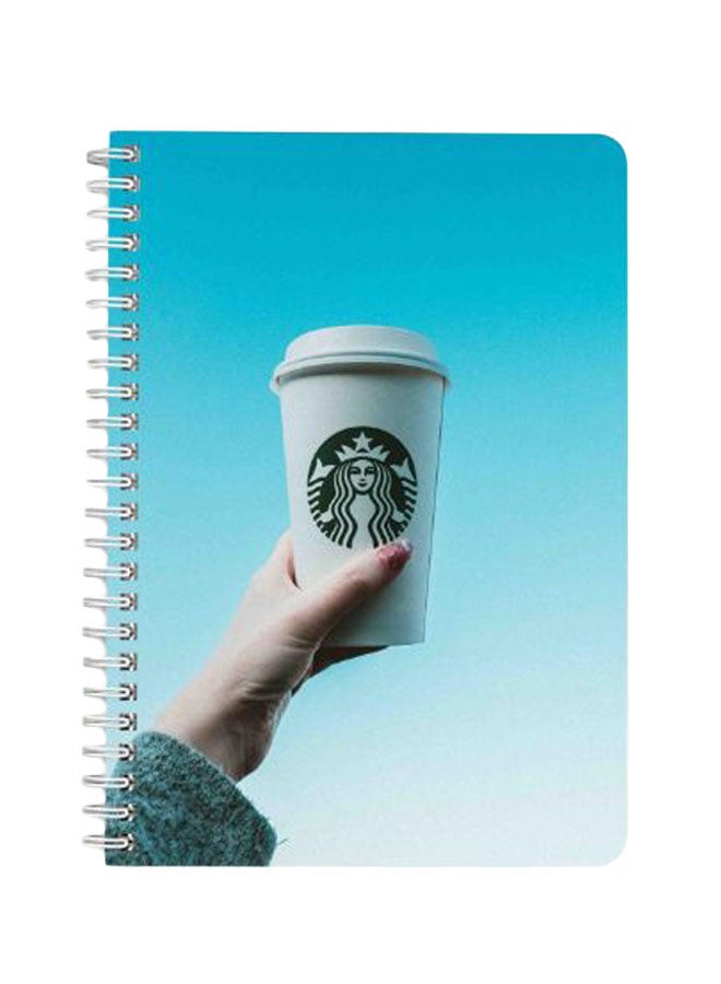 LOWHA - Holding Starbucks Tumblers A5 Spiral Bound Notebook Blue/Grey - Image 1