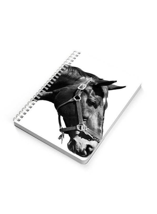 LOWHA Horse A5 Spiral Bound Notebook Black/White - Image 2
