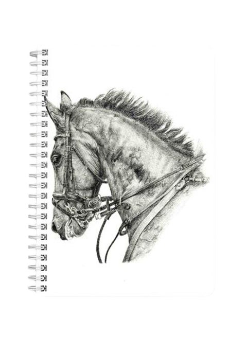 Horse Head A5 Spiral Bound Notebook Grey/White