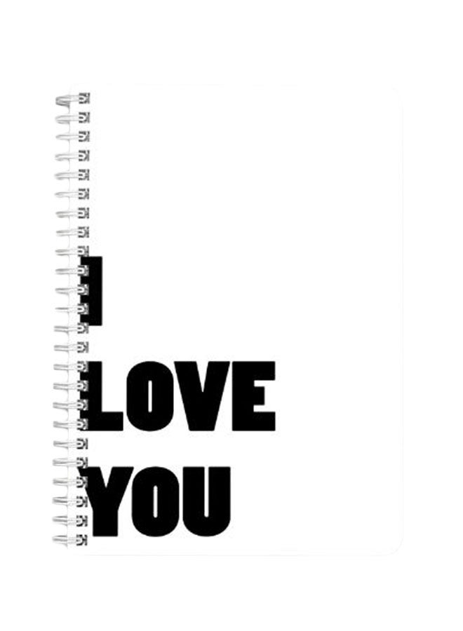 LOWHA - I Love You A5 Spiral Bound Notebook Black/White - Image 1