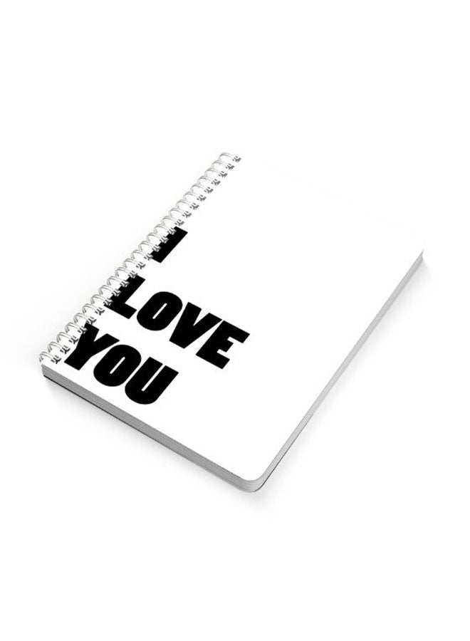 LOWHA - I Love You A5 Spiral Bound Notebook Black/White - Image 1