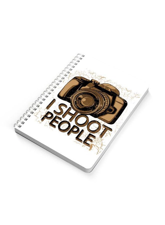 LOWHA I Shoot People A5 Spiral Bound Notebook Brown/White - Image 2