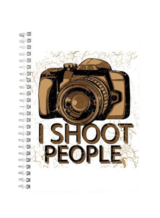 LOWHA I Shoot People A5 Spiral Bound Notebook Brown/White - Image 1