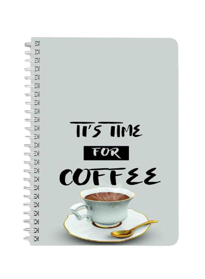 LOWHA - It Is Time For Coffee A5 Spiral Bound Notebook Black/Grey/Gold - Image 1