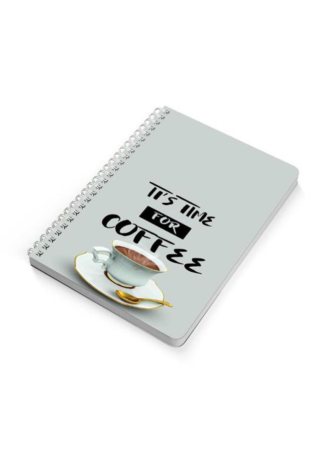 LOWHA - It Is Time For Coffee A5 Spiral Bound Notebook Black/Grey/Gold - Image 1
