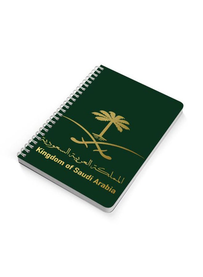 LOWHA - Kingdom Of Saudi Arabia A5 Spiral Bound Notebook Green/Gold - Image 1