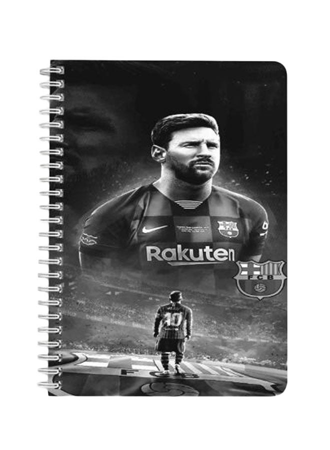 LOWHA - Lionel Messi A5 Spiral Bound Notebook Black/Grey - Image 1
