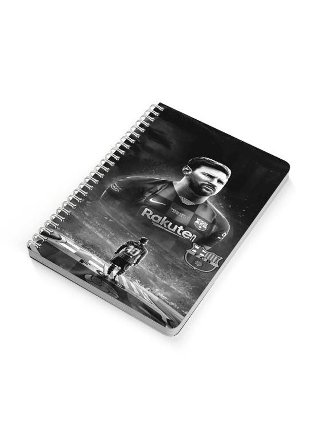LOWHA - Lionel Messi A5 Spiral Bound Notebook Black/Grey - Image 1