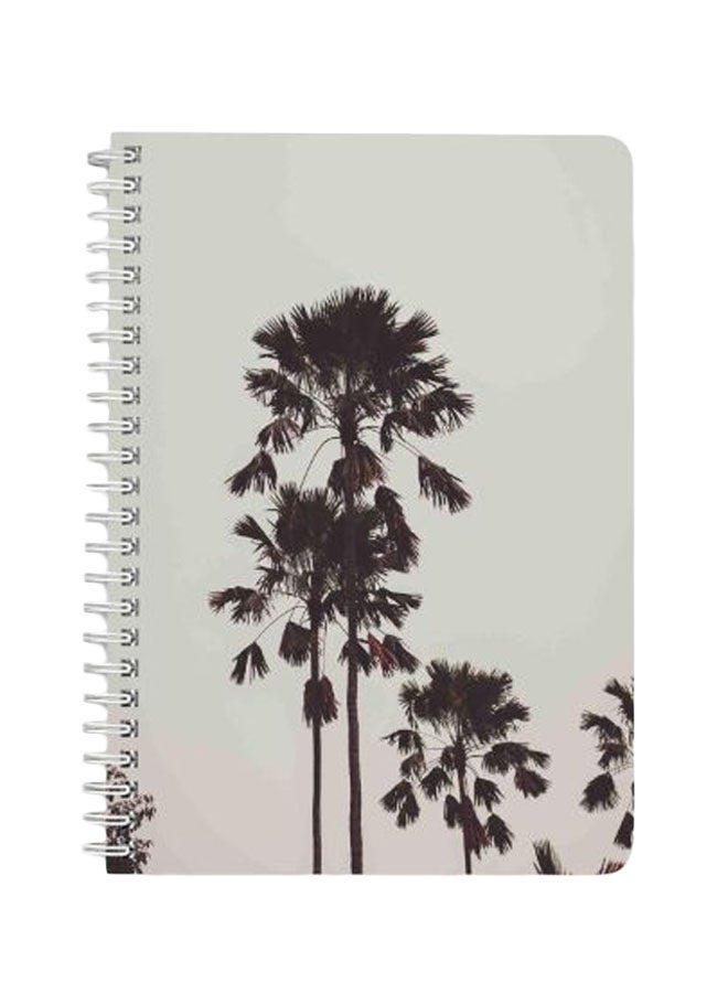 لوحة دفتر ملاحظات مجلد بسلك مقاس A5 بتصميم أشجار النخيل الطويلة أسود/ رمادي - Image 1