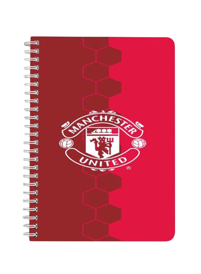 لوحة دفتر ملاحظات مقاس A5 بسلك حلزوني وطبعة فريق مانشستر يونايتد وردي أحمر - Image 1