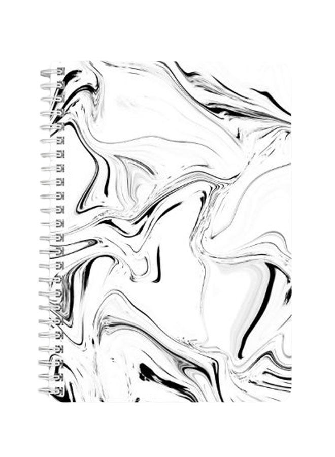 لوحة دفتر ملاحظات بسلك حلزوني مقاس A5 بتصميم رخام أسود/ أبيض - Image 1