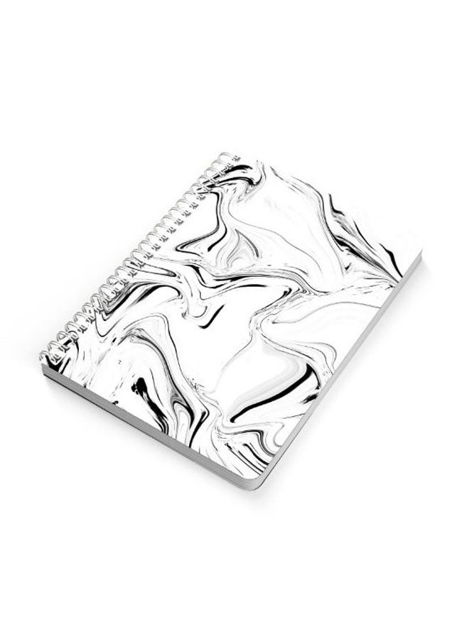 لوحة دفتر ملاحظات بسلك حلزوني مقاس A5 بتصميم رخام أسود/ أبيض - Image 2