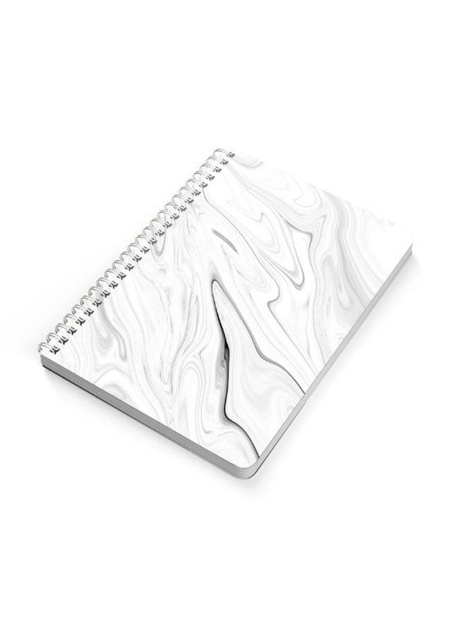 لوحة دفتر ملاحظات بسلك حلزوني مقاس A5 بتصميم رخام أسود/ أبيض - Image 2