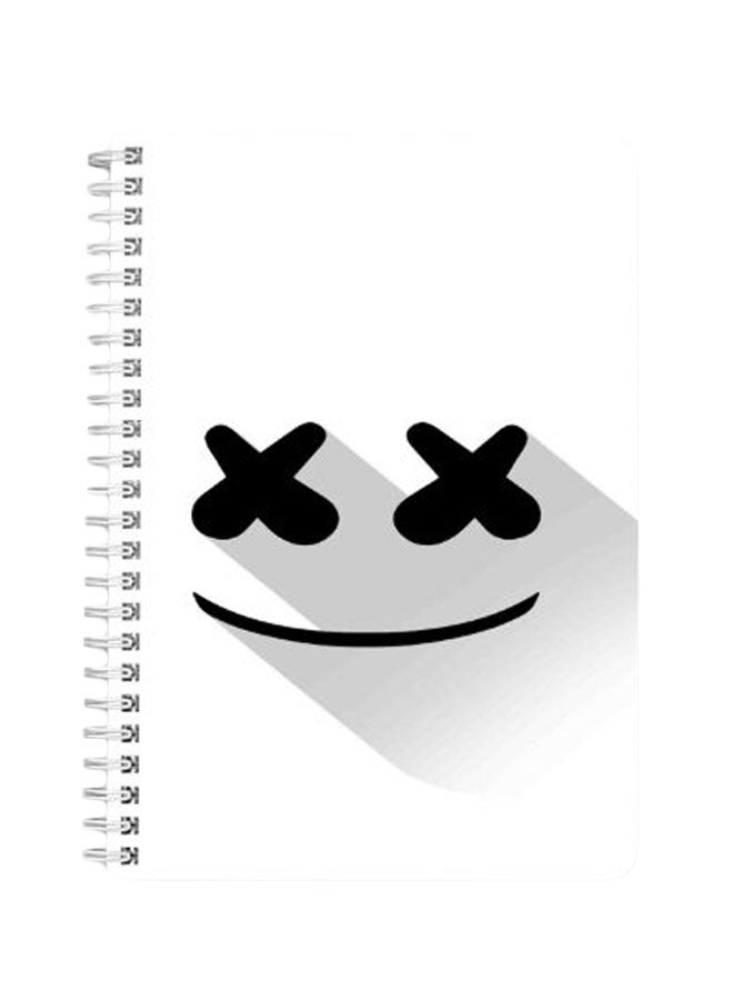 لوحة دفتر ملاحظات بسلك حلزوني مقاس A5 بغلاف بتصميم شخصية الدي جيه مارشميلو أسود/ أبيض - Image 1