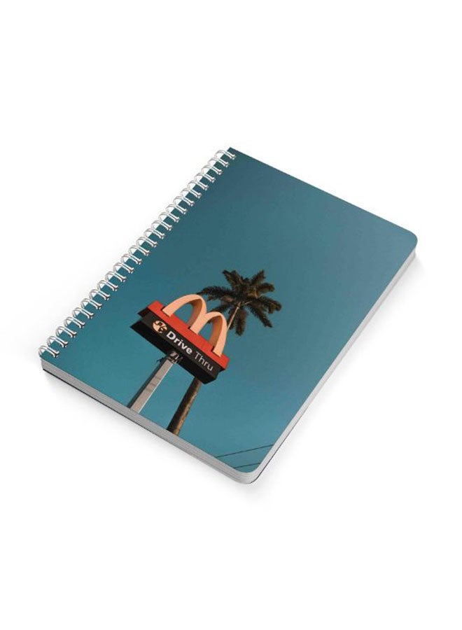 لوحة دفتر ملاحظات بسلك حلزوني مقاس A5  بغلاف بطبعة لوحة ماكدونالد درايف ثرو متعدد الألوان - Image 2