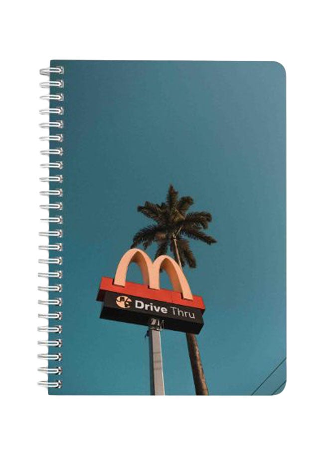 لوحة دفتر ملاحظات بسلك حلزوني مقاس A5  بغلاف بطبعة لوحة ماكدونالد درايف ثرو متعدد الألوان - Image 1