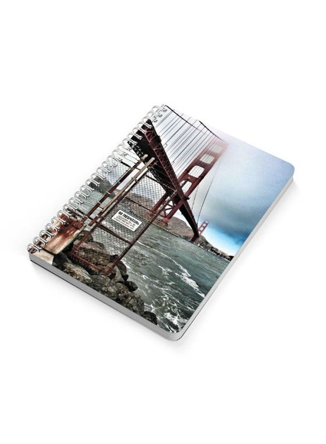 LOWHA - Metal Bridge On Under Clouds A5 Spiral Bound Notebook Multicolour - Image 1