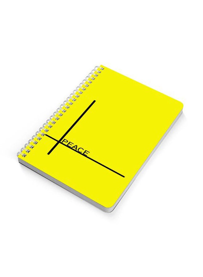لوحة دفتر ملاحظات بسلك حلزوني مقاس A5 بطبعة كلمة "Peace" أسود/ أصفر - Image 2