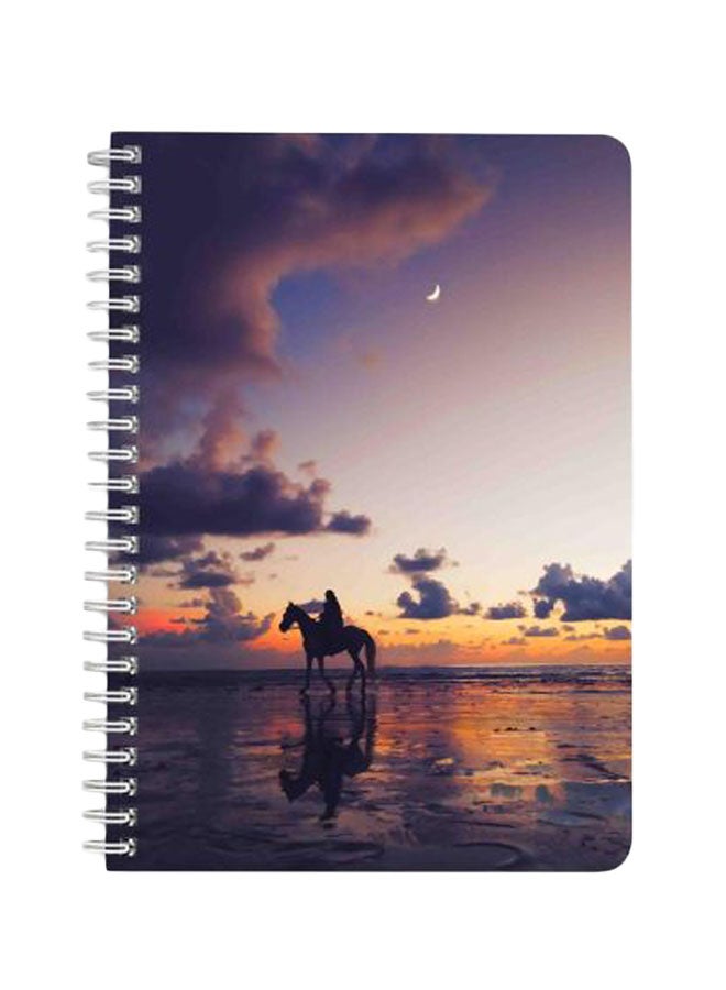 لوحة دفتر ملاحظات  بسلك حلزوني مقاس A5 مزين بصورة شخص يمتطي حصان متعدد الألوان - Image 1