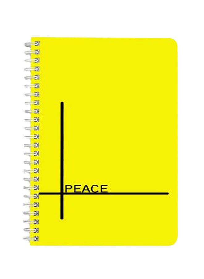 لوحة دفتر ملاحظات بسلك حلزوني مقاس A5 بطبعة كلمة "Peace" أسود/ أصفر - Image 1