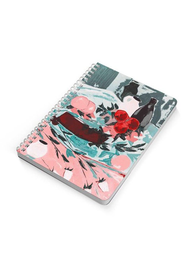 LOWHA Cherry Print Garment A5 Spiral Bound Notebook Multicolour  - Image 2