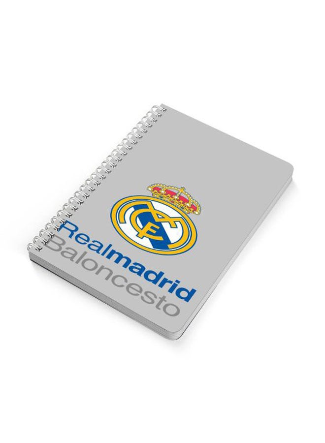 لوحة دفتر ملاحظات بسلك مقاس A5 بتصميم شعار نادي ريال مدريد متعدد الألوان  - Image 2