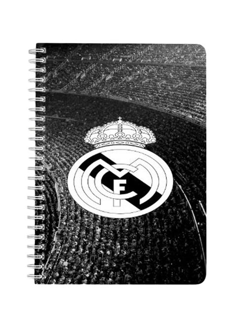 Real Madrid A5 Spiral Bound Notebook Black/White