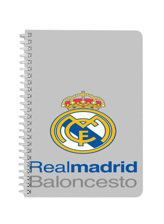 لوحة دفتر ملاحظات بسلك مقاس A5 بتصميم شعار نادي ريال مدريد متعدد الألوان  - Image 1