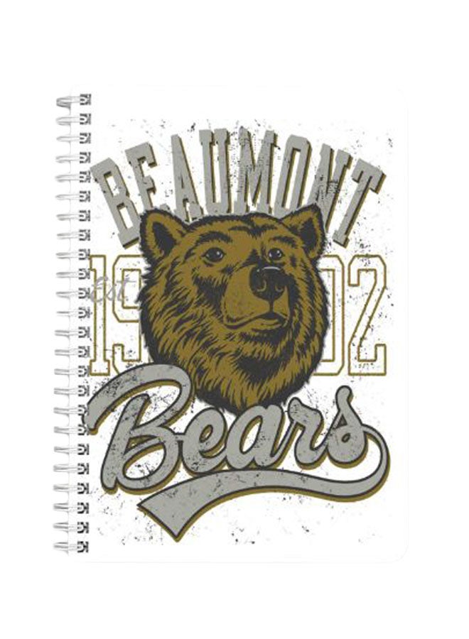 لوحة دفتر ملاحظات بسلك حلزوني مقاس A5 مطبوع عليه عبارة "Beaumont Bears" رمادي/أبيض/أخضر داكن - Image 1