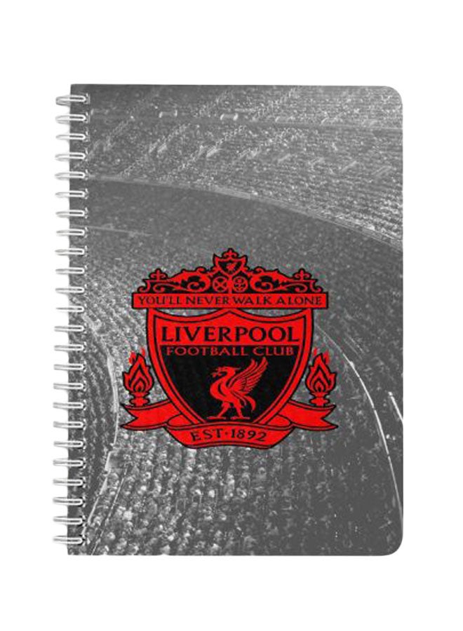 لوحة دفتر ملاحظات مجلد بسلك مقاس A5 بتصميم شعار نادي ليفربول رمادي / أسود / أحمر - Image 1