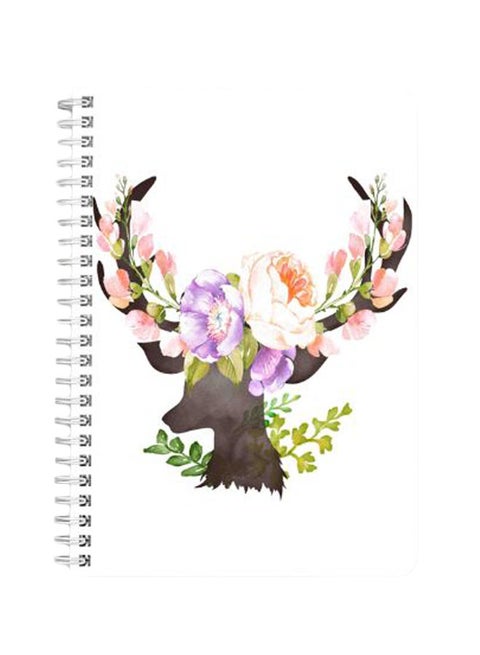 Roses Deer A5 Spiral Bound Notebook Multicolour