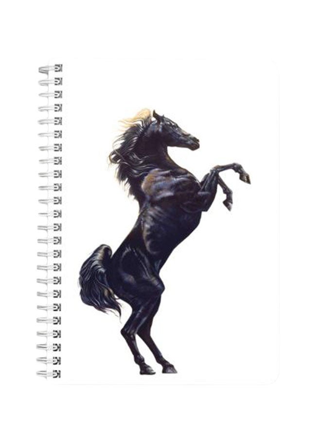 LOWHA Standing Horse A5 Spiral Bound Notebook Black/White  - Image 1