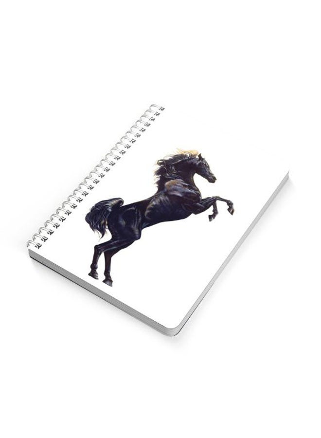 LOWHA Standing Horse A5 Spiral Bound Notebook Black/White  - Image 2