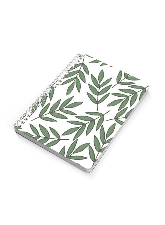 لوحة دفتر ملاحظات بسلك حلزوني مقاس A5 مزين بصورة لورق شجر أخضر / أبيض / أسود - Image 2