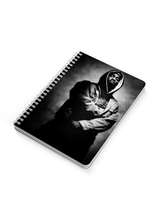 LOWHA - Tupac Shakur A5 Spiral Bound Notebook Black/Grey - Image 1