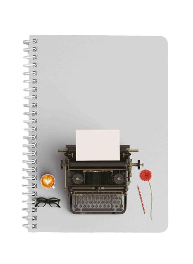 LOWHA Typewriter And Coffee Cup A5 Spiral Bound Notebook Multicolour - Image 1