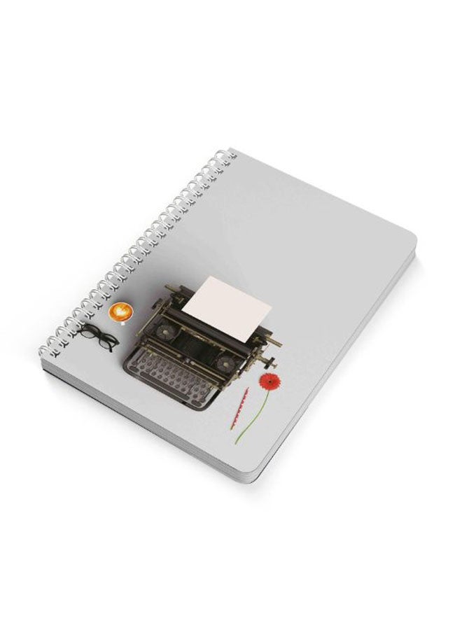 LOWHA Typewriter And Coffee Cup A5 Spiral Bound Notebook Multicolour - Image 2