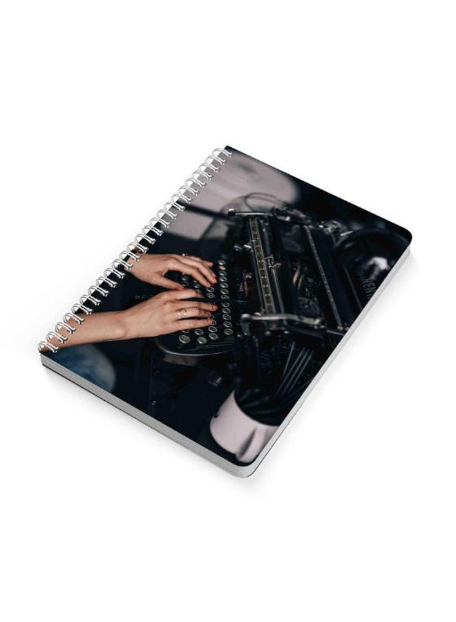 LOWHA Vintage Typewriter A5 Spiral Bound Notebook Beige/Black - Image 2