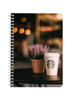 LOWHA Starbucks Tumbler Beside Lavender Flower A5 Spiral Bound Notebook Multicolour  - Image 1