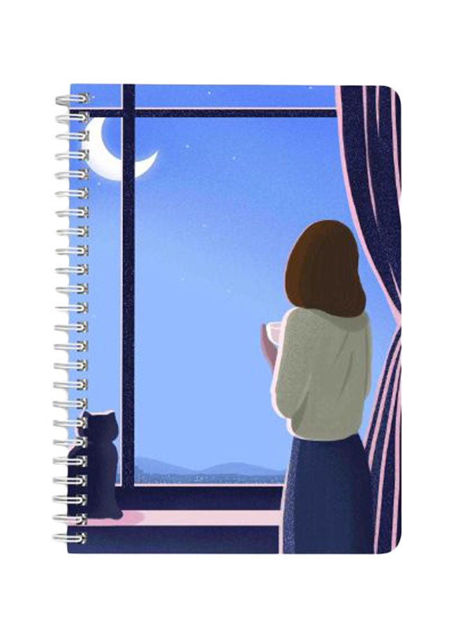 LOWHA Window Lookout A5 Spiral Bound Notebook Blue/White - Image 1