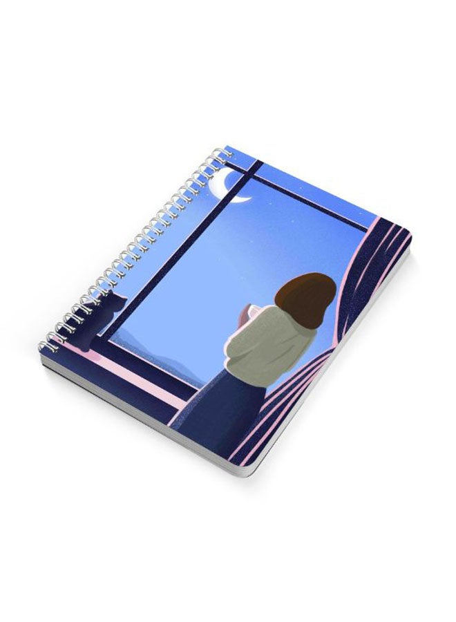 LOWHA Window Lookout A5 Spiral Bound Notebook Blue/White - Image 2