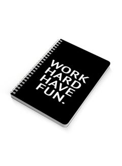LOWHA Work Hard Have Fun A5 Spiral Bound Notebook Black/White  - Image 2