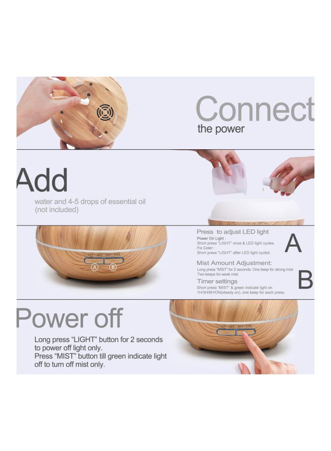 2-1n-1 Humidifier With Aromatherapy Oil Diffuser 14W Brown/Blue  - Image 5