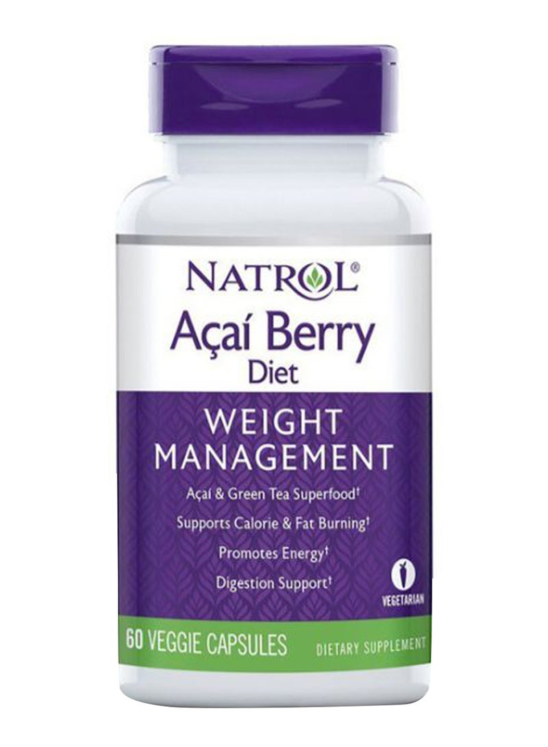 NATROL - Acai Berry Diet Weight Management Dietary Supplements - 60 Veggie Capsules - Image 1