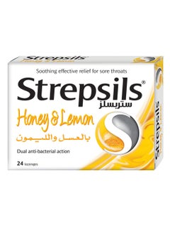 ستربسلز دواء تخفيف التهاب الحلق بالعسل والليمون - 24 قرص استحلاب  - Image 1