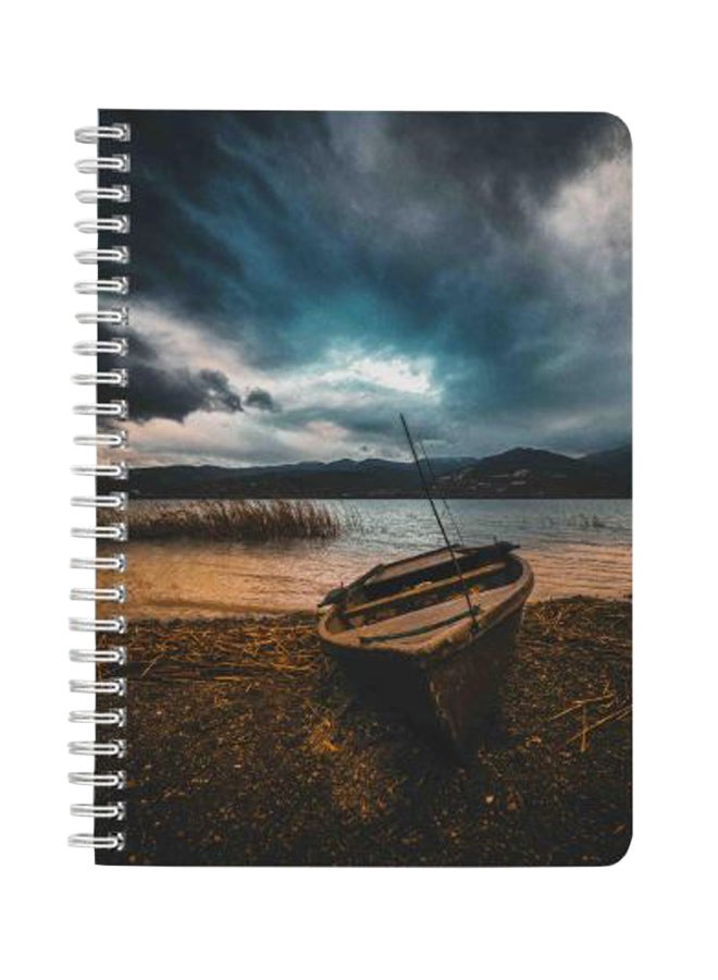LOWHA Boat On Beach Line A5 Spiral Notebook Multicolour - Image 1