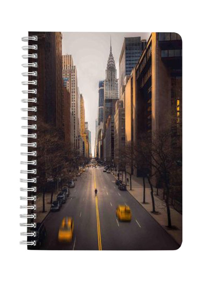 لوحة دفتر ملاحظات بسلك مقاس A5 بتصميم مبانٍ في مدينة نيويورك متعدد الألوان - Image 1