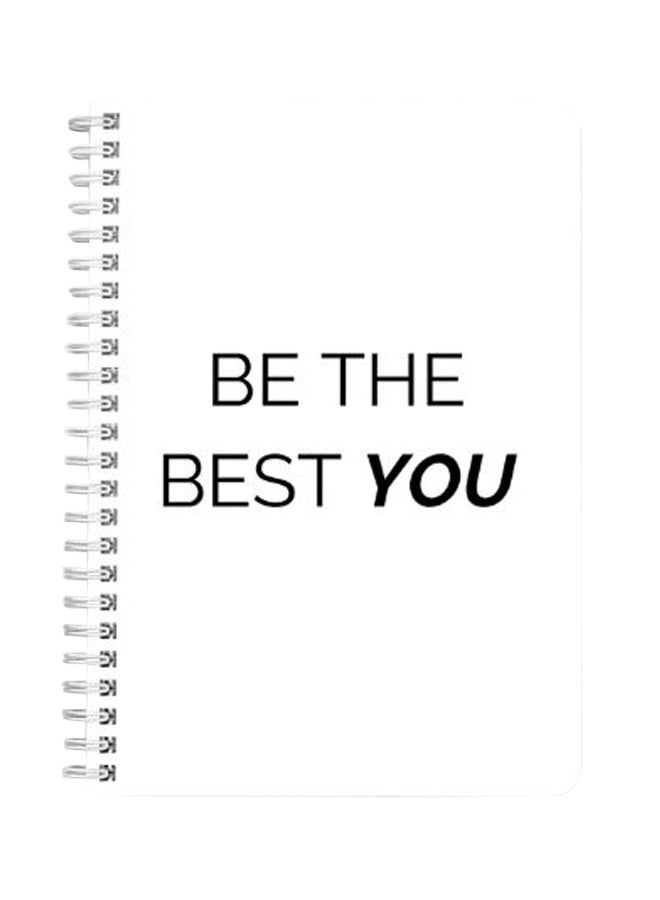 لوحة دفتر ملاحظات بسلك حلزوني مقاس A5 مزين بعبارة "Be The Best You" أبيض/ أسود - Image 2