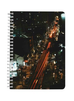 Birds Eye View Of City At Night Time A5 Spiral Notebook Multicolour