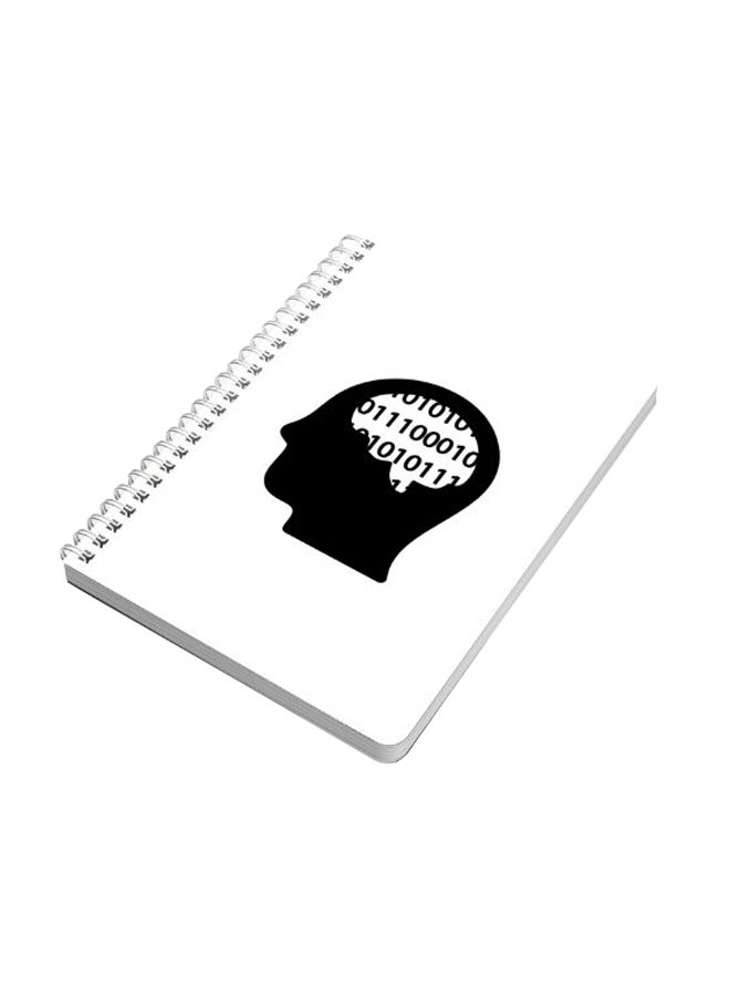لوحة دفتر ملاحظات بسلك مقاس A5 بتصميم يعبر عن التفكير الثنائي أبيض/ أسود - Image 1
